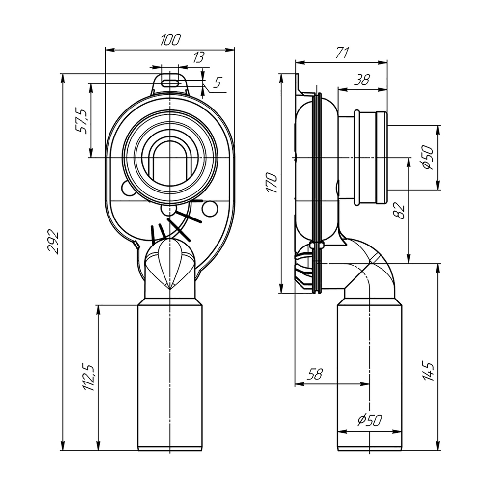 Сифон для писсуара вертикальный  выпуск 50 U0705 АНИ пласт