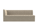 Диван кухонный прямой Бриз с углом слева, Бежевый, Микровельвет, 100378L