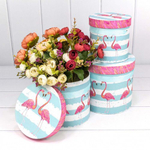 Коробка 18х17 см Набор 3 шт "Фламинго на бело-голубом фоне" (Белый, Голубой)