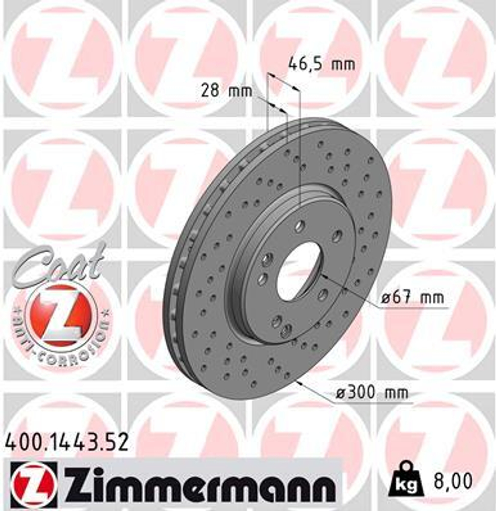 ZIMMERMANN - 400144352-ZIM - Brake Disc