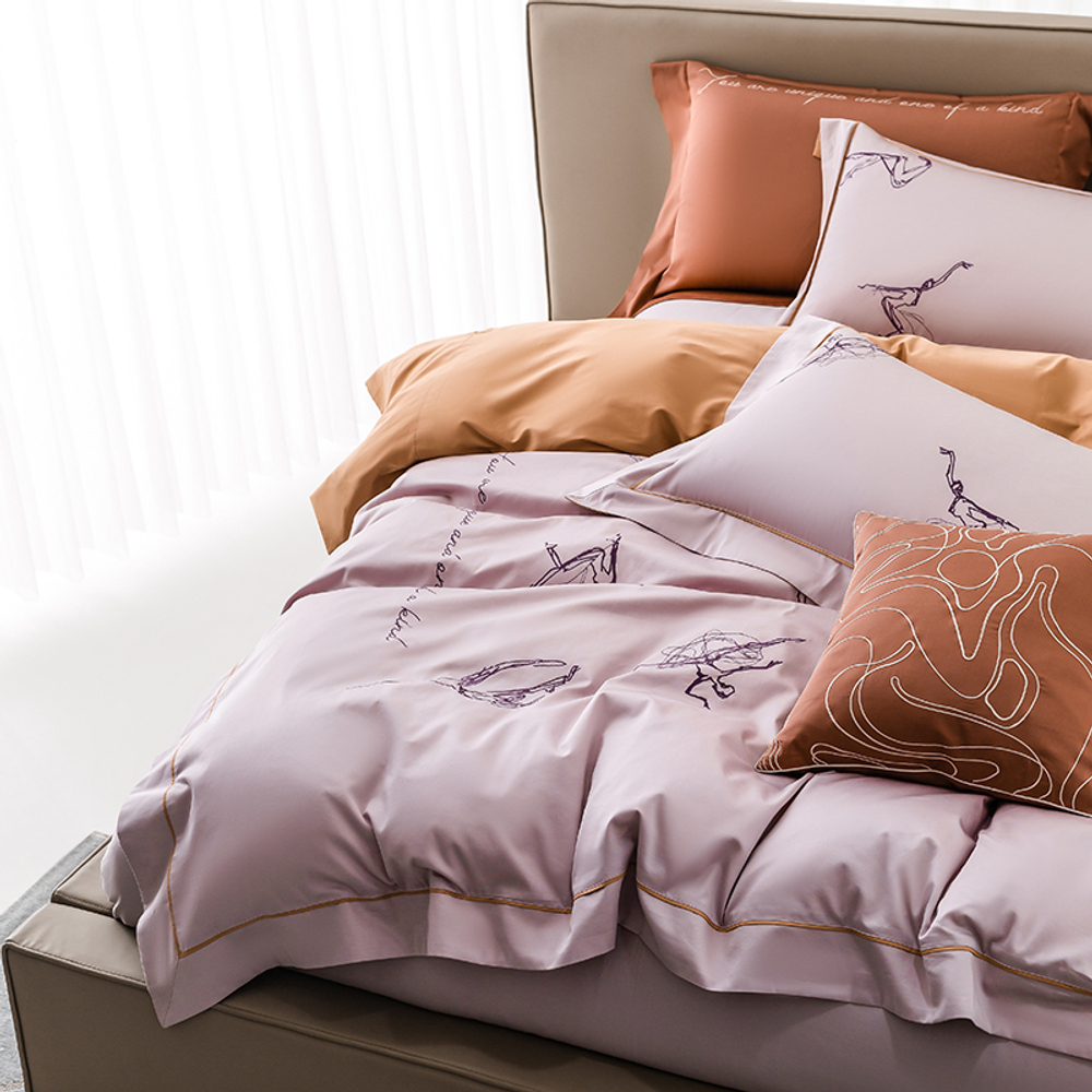 ZEPHYR HOME Постельное белье на двуспалку Египетский хлопок Балерины розовый