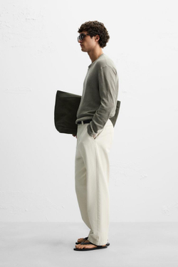 ZARA СВИТЕР ИЗ 100% ЛЬНА, РЫЖЕВАТО-КОРИЧНЕВЫЙ