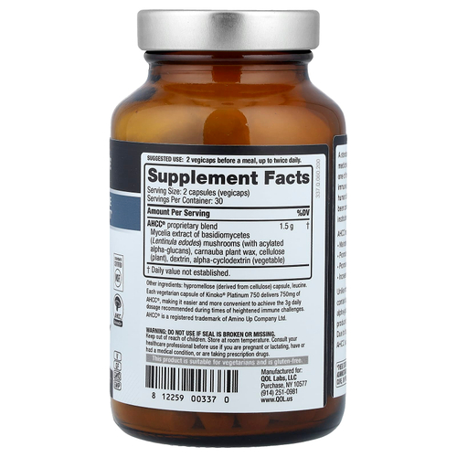 Quality of Life, Kinoko® Platinum AHCC®, 60 растительных капсул