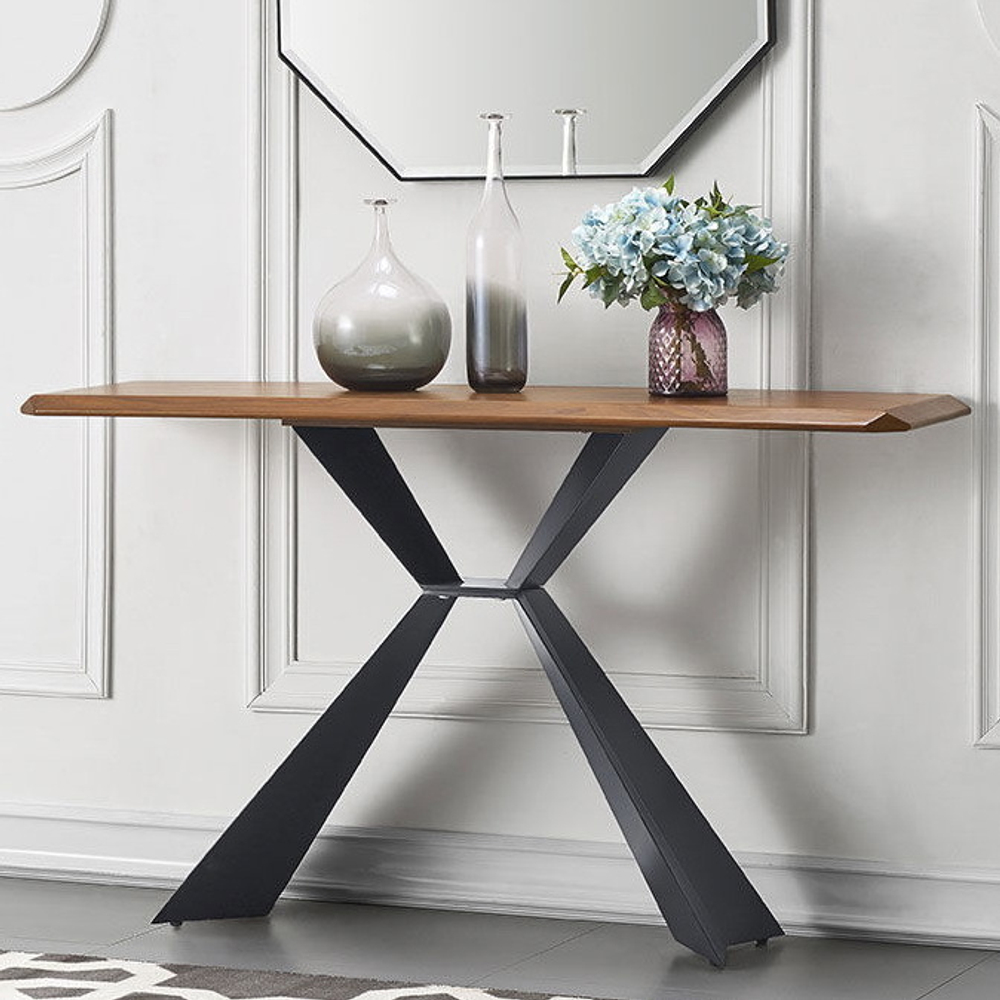 Стол консоль V1712A орех (WK-07)/черный (PC-02)