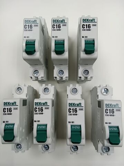 Автоматический выключатель 1-пол. 16А тип C 4,5кА серия ВА-101 DEKraft (7шт)
