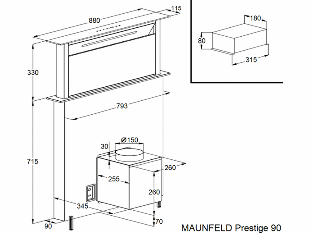 Вытяжка MAUNFELD Prestige 90 чёрный