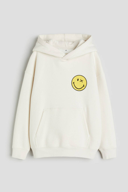 H&M Толстовка с капюшоном и принтом, белый