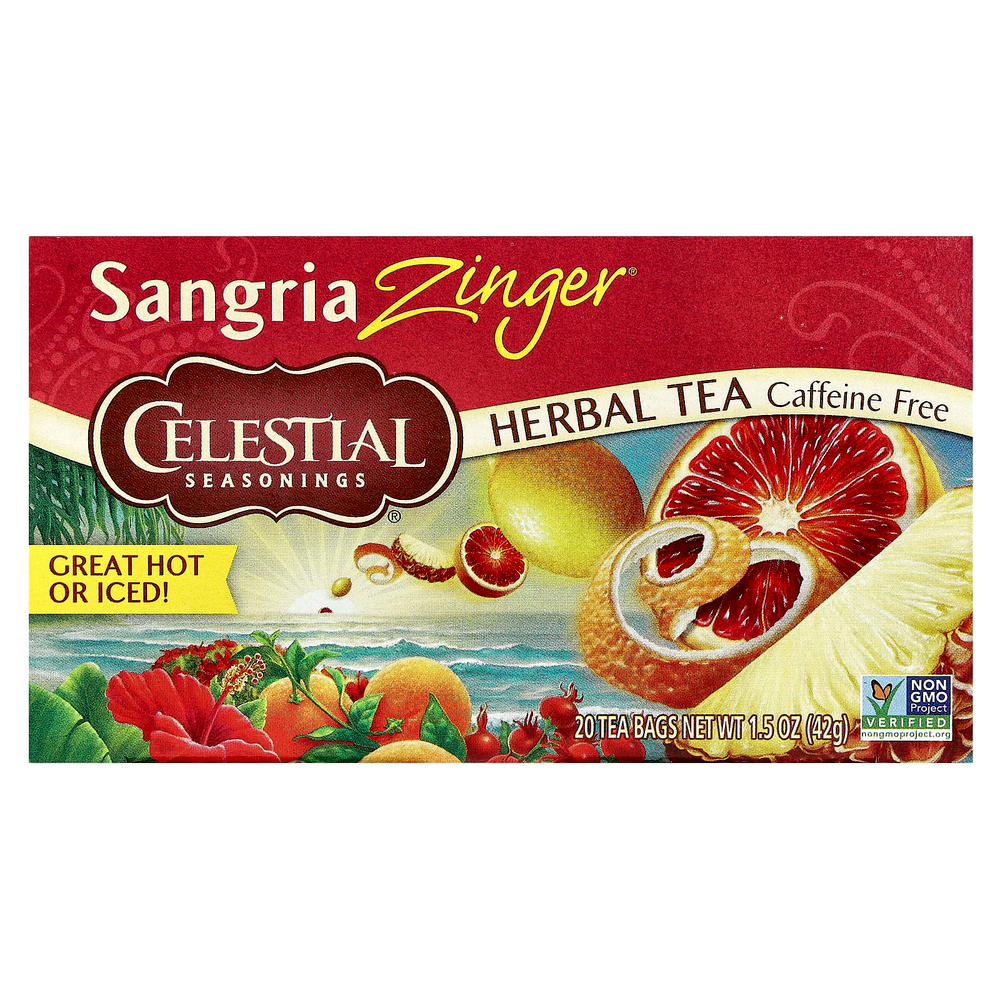 Celestial Seasonings, Herbal Tea, Sangria Zinger®, без кофеина, 20 чайных пакетиков, 42 г (1,5 унции)