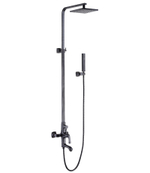 Смеситель для ванны и душа с регулируемой высотой штанги, поворотным изливом и верхней душевой лейкой "Тропический дождь" LEMARK NUBIRA – LM6262ORB