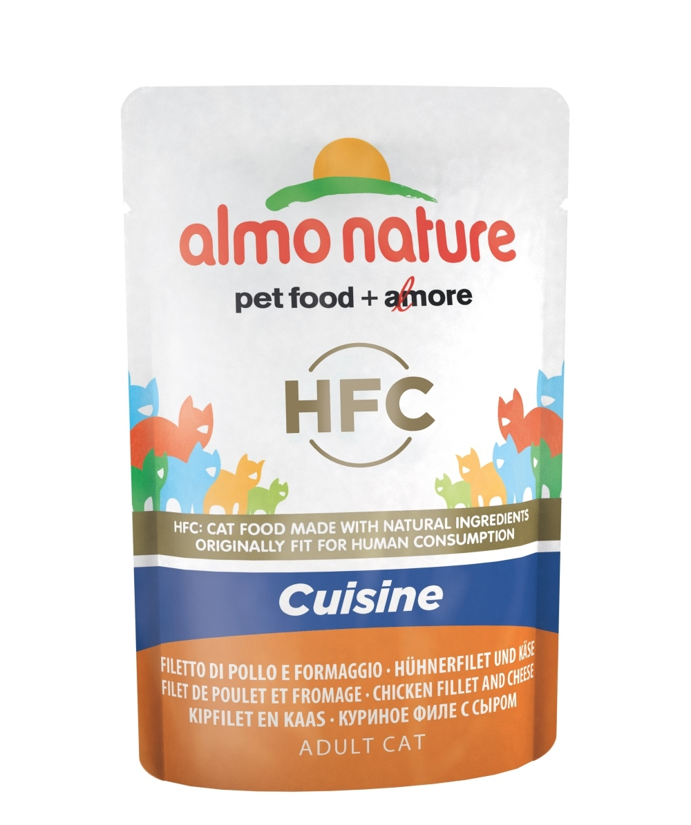 Almo Nature Паучи для Кошек с Куриным филе и Сыром (Classic Cuisine - Chicken Fillet and Cheese) 0,055 кг x 1 шт.