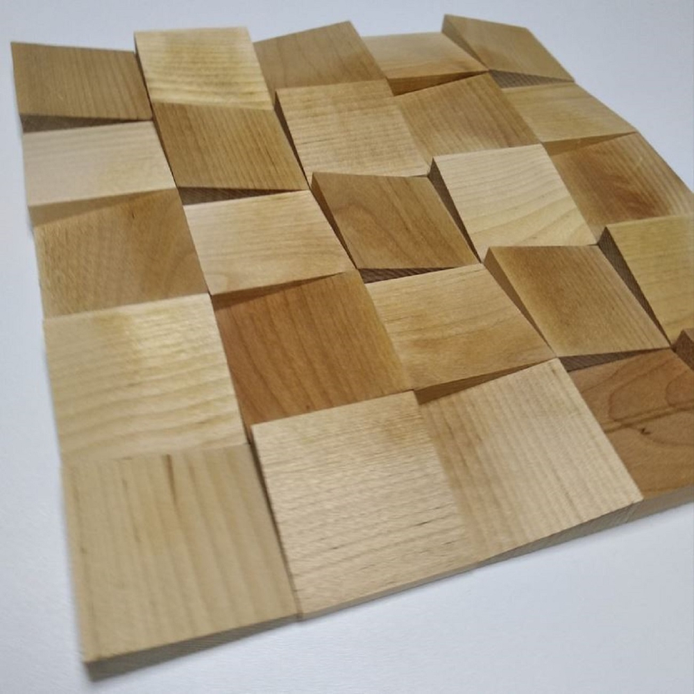 Деревянная мозаика для стен Wood Mosaic 3D Береза Волна