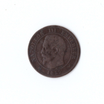 Франция 2 сентима 1857 г Наполеон-III VF