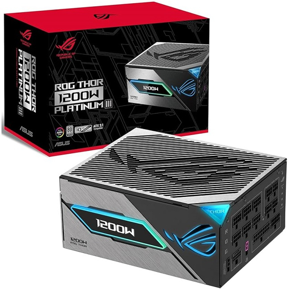 Блок питания ASUS 1200W ROG-THOR-1200P3-GAMING, модульный, ARGB, 16 Pin PCIe 5.0, 80 PLUS Platinum (90YE00V2-B0NA00)