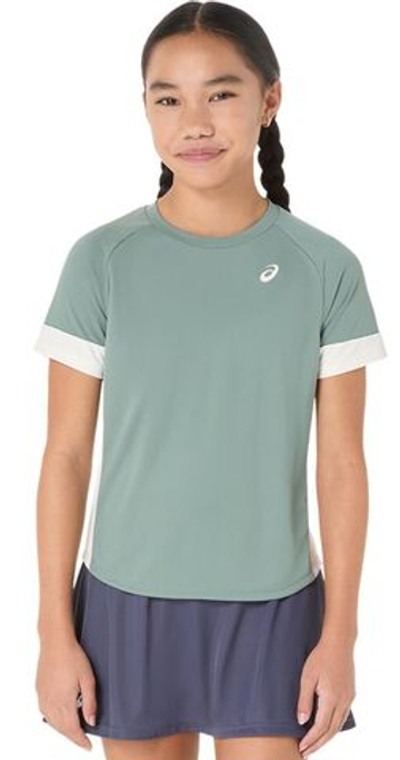 Футболка для мальчика теннисная Asics Girls Tennis Short Sleeve - monument blue/cream