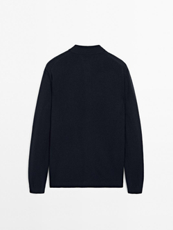 Massimo Dutti Кардиган из 100% кашемира с пуговицами, темно-синий