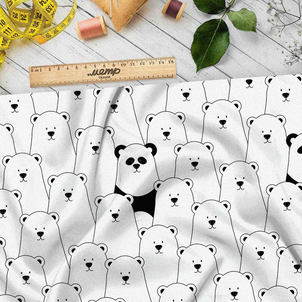 Ткань муслин толпа белых медведей