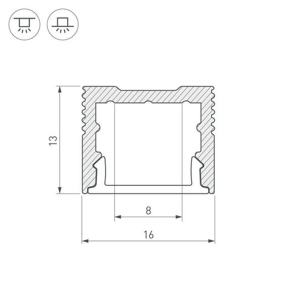 Профиль с рассеивателем Arlight SL-SLIM-H13M-2500 ANOD+OPAL 025869