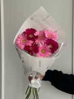 Кулек из 7 минигербер розового оттенка