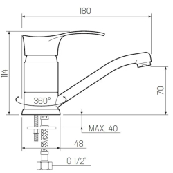 Смеситель для раковины, РМС, с картриджем, хром, SL86-004-15