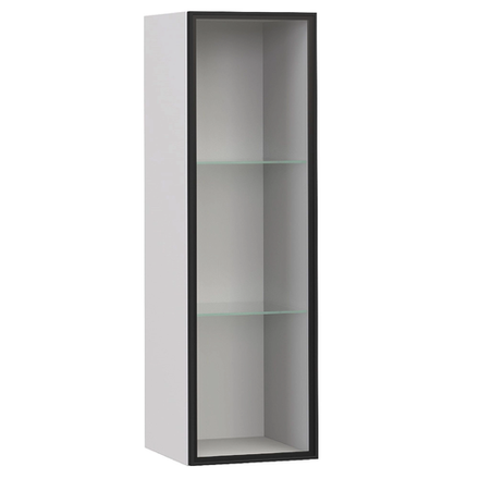 "Chelsea белая,Rimini белая" H2B-01.DR, Секция навесная 1дв.стекл., стекл.полки выс.1152