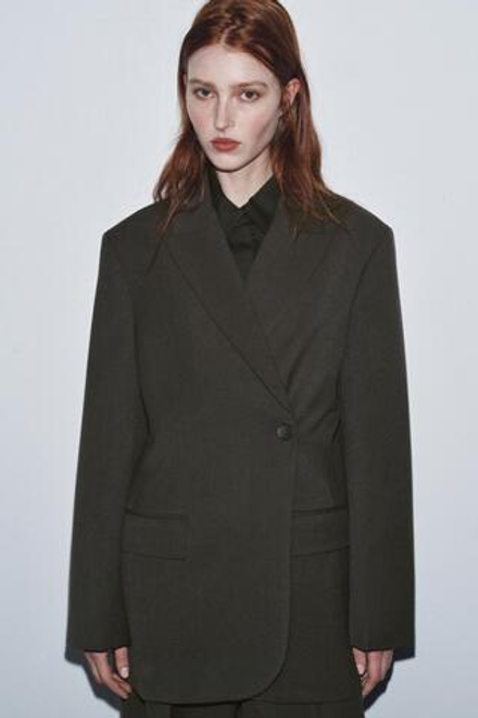 ZARA БЛЕЙЗЕР ОВЕРСАЙЗ — ZW COLLECTION, ТЕМНО-СЕРЫЙ