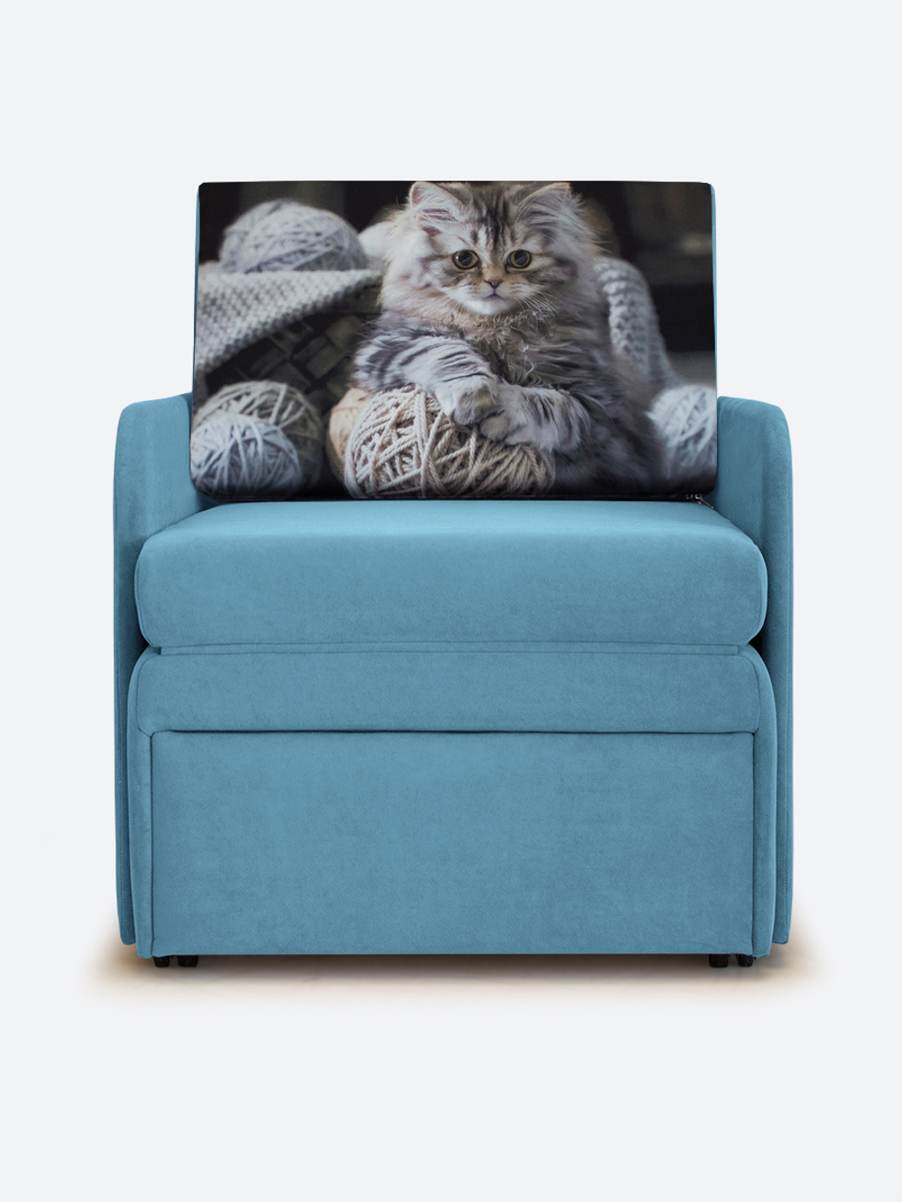 Кресло-кровать "Миник" с подлокотниками, купон Котенок в клубках
