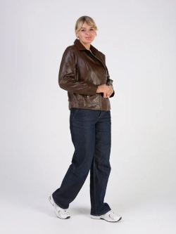 Кожаная куртка демисезонная косуха оверсайз