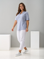 Блузка БЛ-122/ришелье-голубой