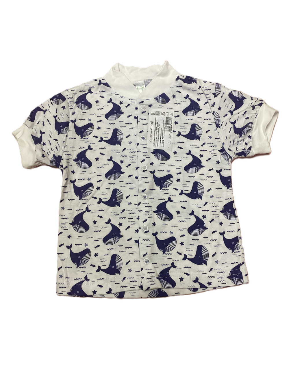 Кофточка короткий рукав на кнопках из кулирки 100% хлопок на рост 86 см