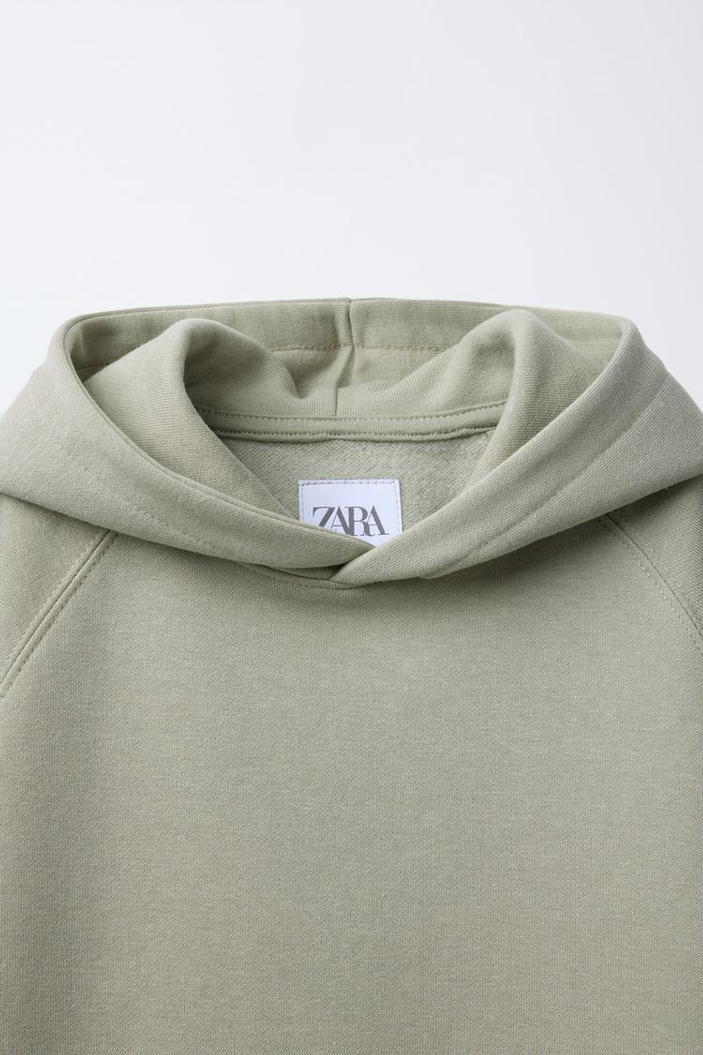 ZARA БАЗОВОЕ ХУДИ, ЗЕЛЕНЫЙ/ЭКРЮ