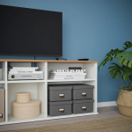 Тумба под телевизор - IKEA SKRUVBY/СКРУВБИ ИКЕА, 38х140х216 см, белый/светло-коричневый