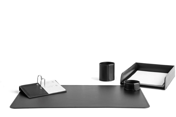 Набор канцелярский черный кожаный 5 предметов