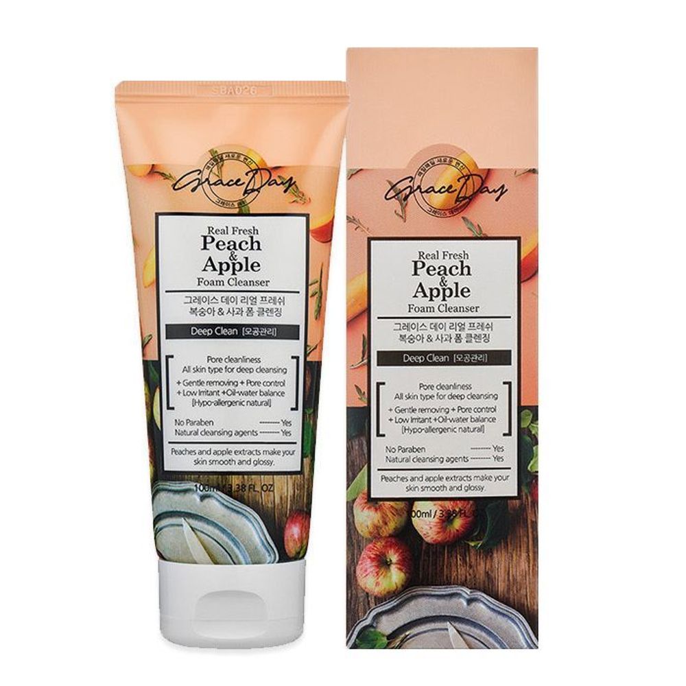 Пенка для умывания с экстрактами персика и яблока GRACE DAY Peach&amp;Apple Foam Cleanser 100 мл
