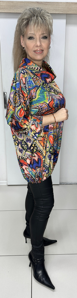 Блузон-туника с ярким изображением в стиле Пикассо