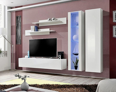 Модульная гостиная Лана 4 МДФ (белая) 260*40*170 см, Белый, Белый Фасадный   Фиеста