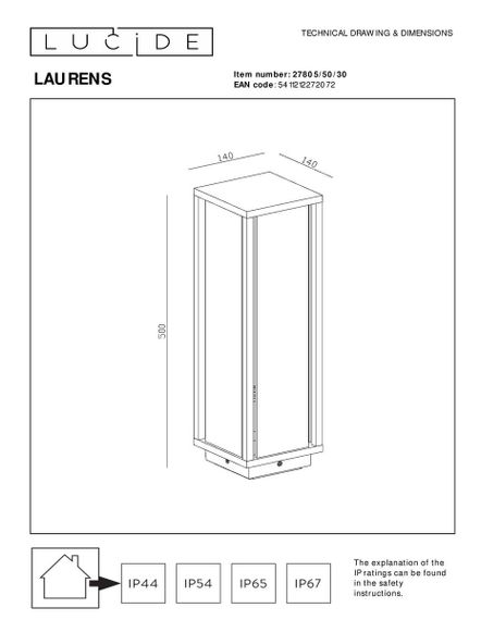 Уличный светильник Lucide Laurens 27805/50/30