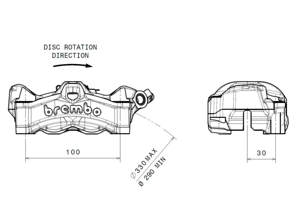 Brembo Суппорт передний правый Brembo Racing Stylema 100мм черный 920D02093
