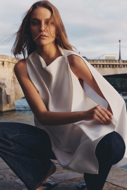 ZARA ТОП-НАКИДКА АСИММЕТРИЧНОГО КРОЯ — ZW COLLECTION, ЭКРЮ