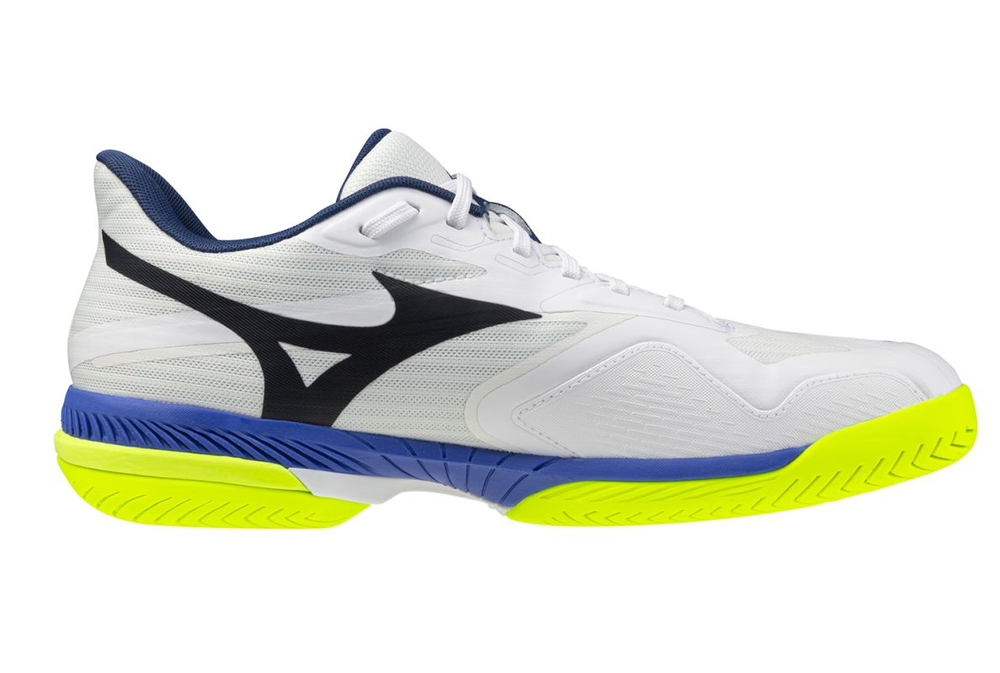 Мужские теннисные кроссовки Mizuno Wave Exceed Court AC - white/dazzling blue/light yellow