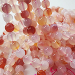 Агат Сакура, персиково - розовый, нежнейший, редкий, шар 8мм, цена за нить 9.5см (1/4)