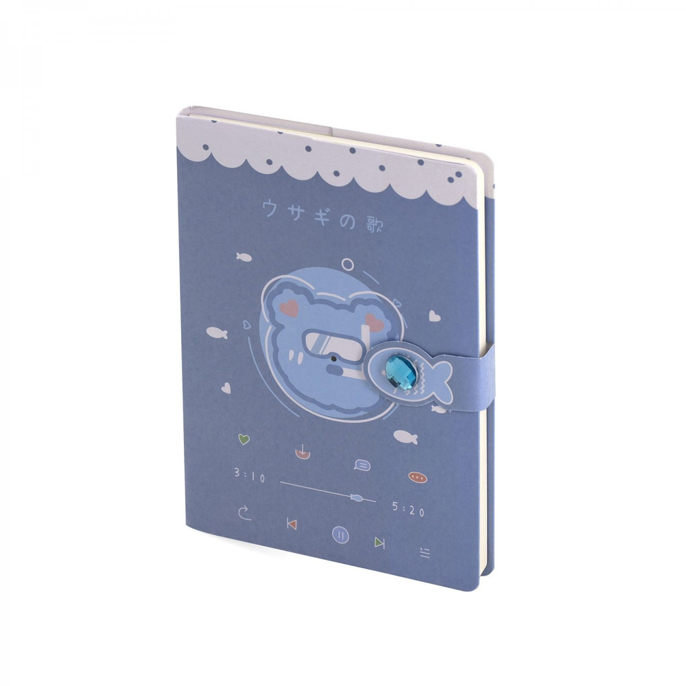 Записная книжка 12,5 см * 17,5 см , 7БЦ, Alingar, ламинация (soft touch), клапан на магн со стразой, 95л., комбинир. внутр. блок, "Мишка-водолаз"