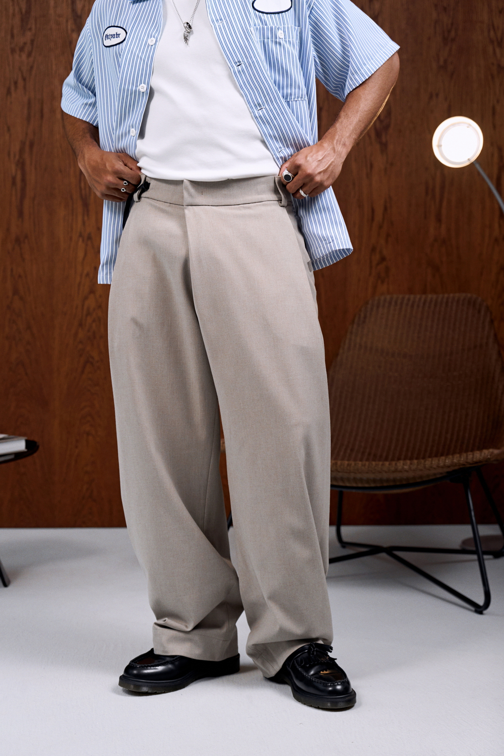 Брюки Nothomme Blue Monte Wool Structured Curved Blade Pants "Highland Barely Yellow"