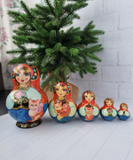 Матрешка с кошечкой 15см 5мест