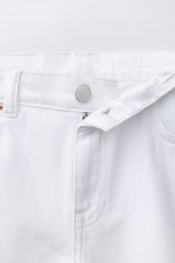 ZARA ДЖИНСОВЫЕ ШОРТЫ RELAXED BAGGY, ЖЕЛТОВАТО-БЕЛЫЙ