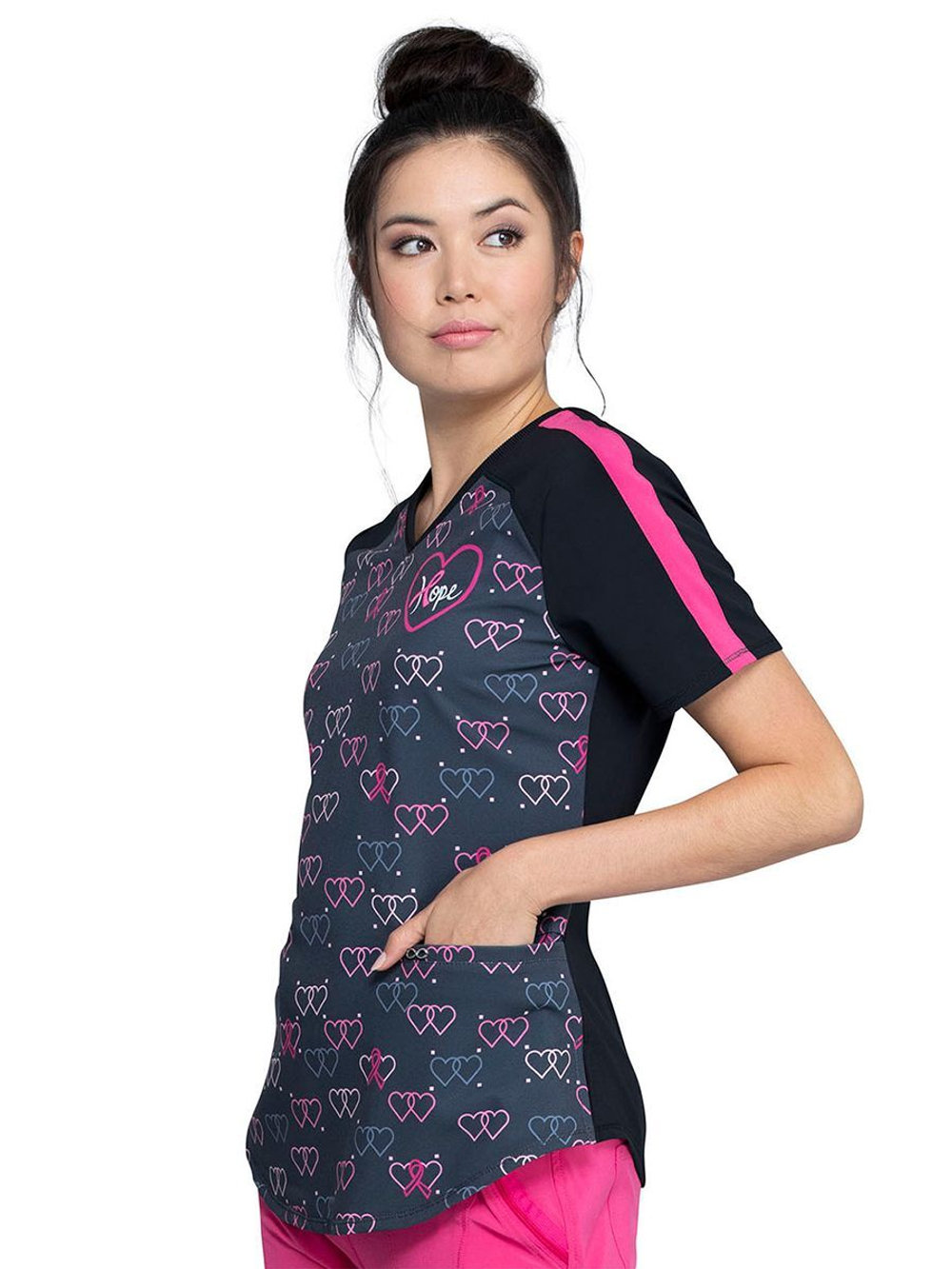 Топ медицинский женский Cherokee CK702, сердечки, XS