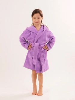 Халат детский махровый "Элит" с капюшоном, цвет: 805-Насыщ.сирень