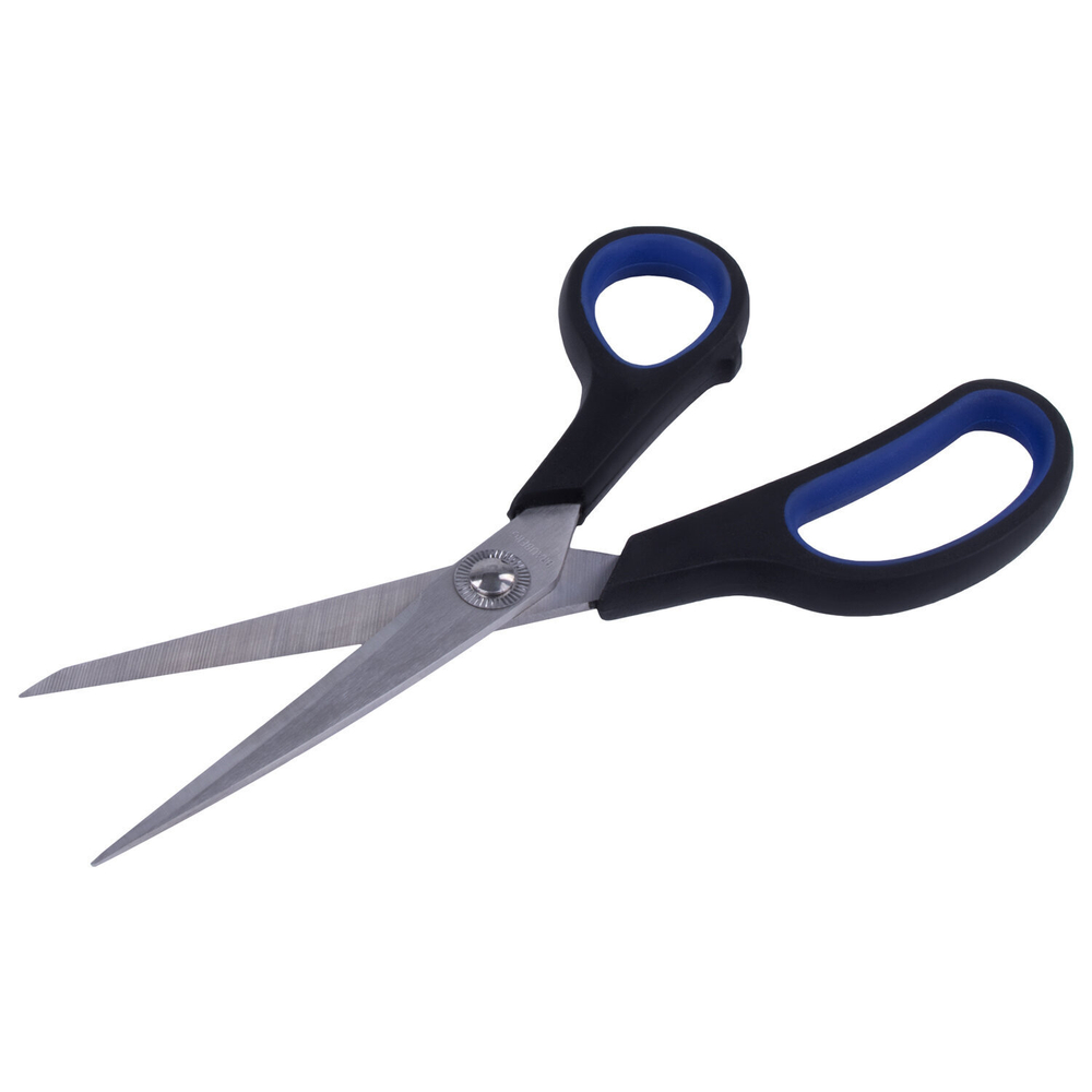 Ножницы BRAUBERG "Soft Grip" 190 мм черно-синие резиновые вставки 3-х сторонняя заточка (6 штук в упаковке)