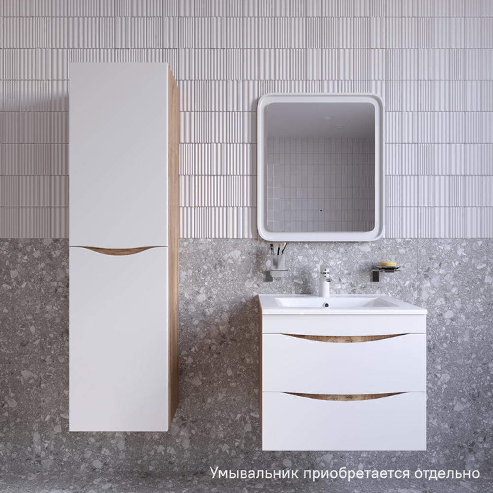 Тумба подвесная IDDIS Cloud, 60 см, белая/золотистый дуб, CLO60Y0i95