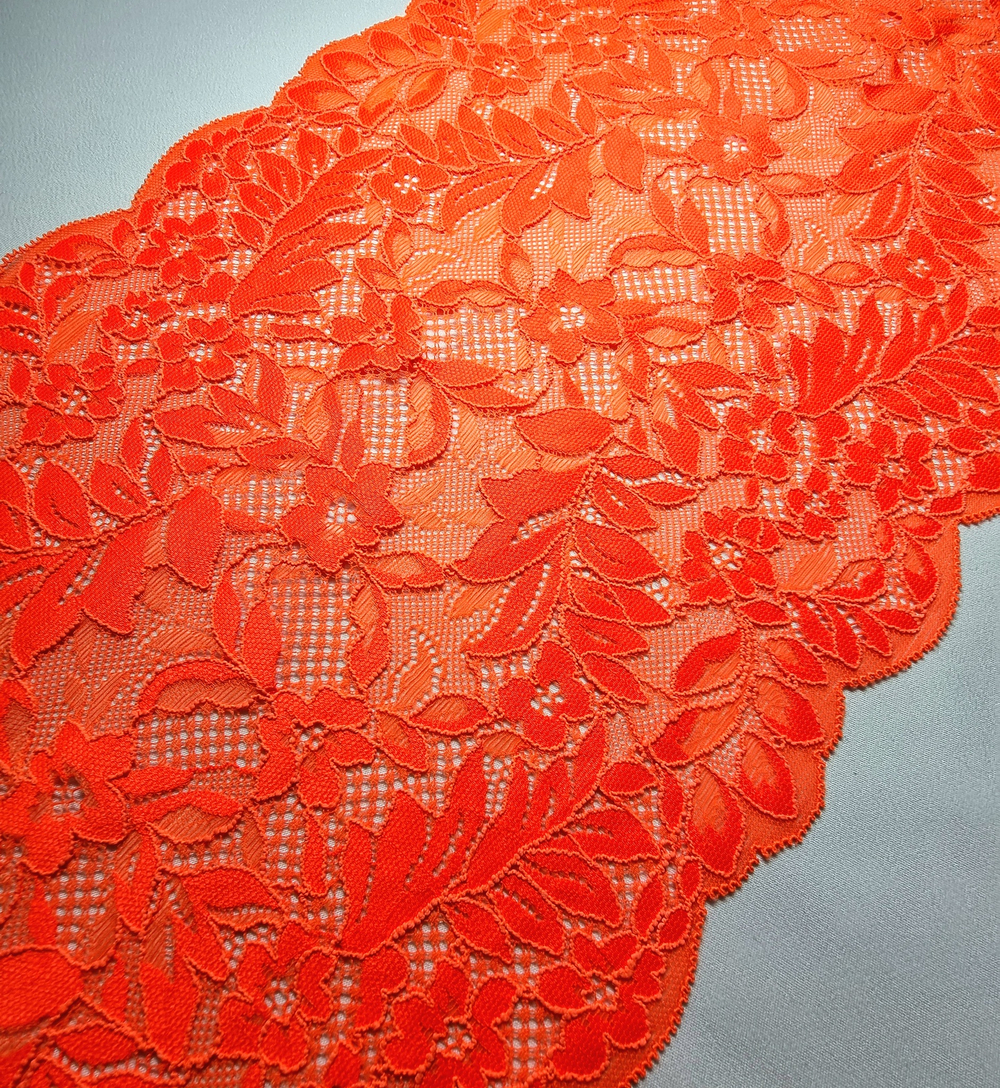 Кружево эластичное красно-оранжевое К119