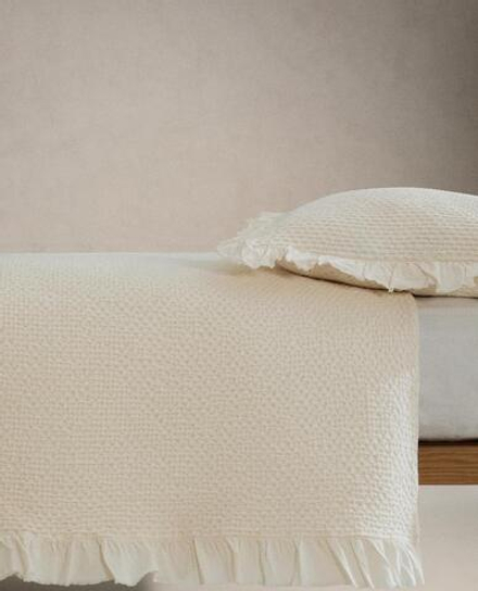 ZARA HOME ДЕТСКОЕ ХЛОПКОВОЕ ПОКРЫВАЛО, ЭКРЮ